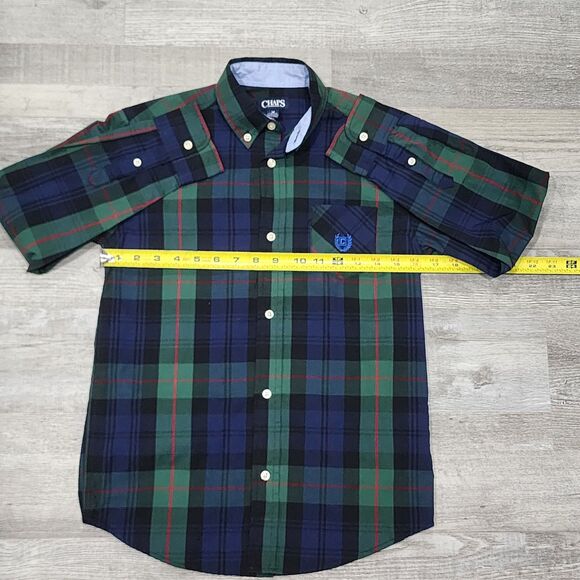 Chaps Boys Long Sleeve Button Up Shirt Blue Red Green Sizes Medium 10/12 - Picture 5 of 7